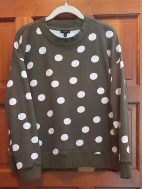 Talbots Olive Green Petite Sweatshirt with White Inner Lining